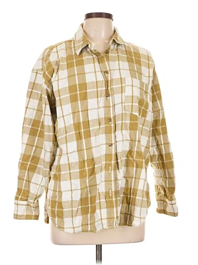 Pre-owned Universal Thread Long Sleeve Button Down Shirt In Yellow
