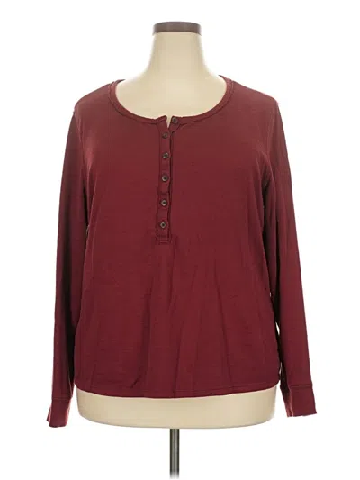 Pre-owned Universal Thread Long Sleeve Henley Shirt In Burgundy