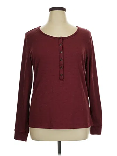 Pre-owned Universal Thread Long Sleeve Henley Shirt In Burgundy