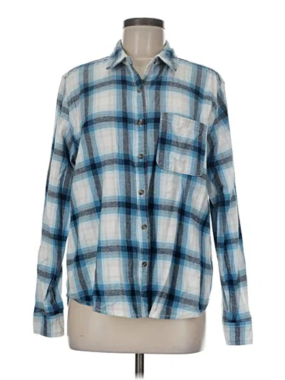 Pre-owned Universal Thread Long Sleeve Polo Shirt In Blue