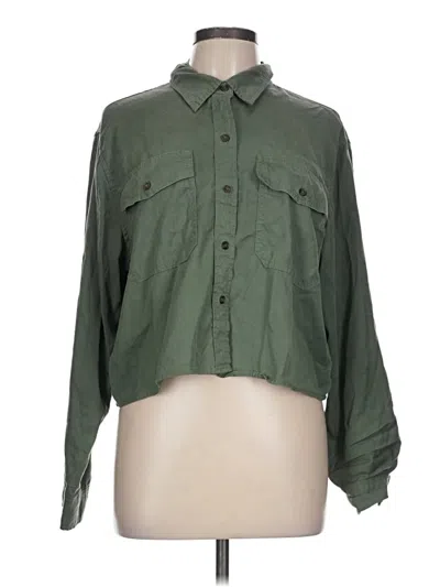 Pre-owned Universal Thread Long Sleeve Polo Shirt In Green