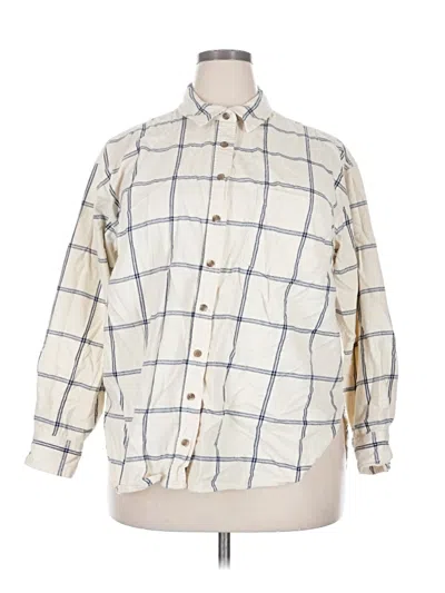 Pre-owned Universal Thread Long Sleeve Polo Shirt In Ivory