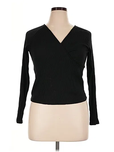 Pre-owned Universal Thread Long Sleeve Top Black V-neck Tops
