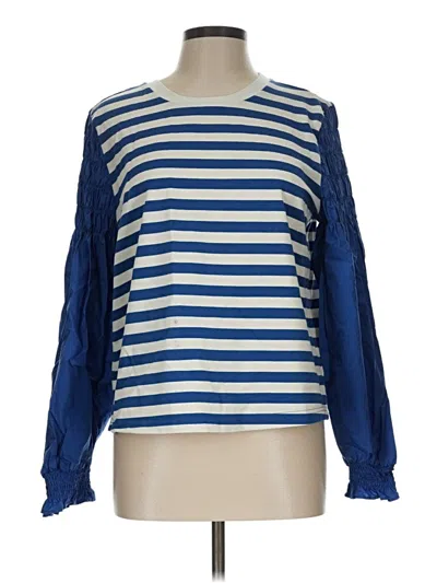 Pre-owned Universal Thread Long Sleeve Top Blue Boatneck Tops