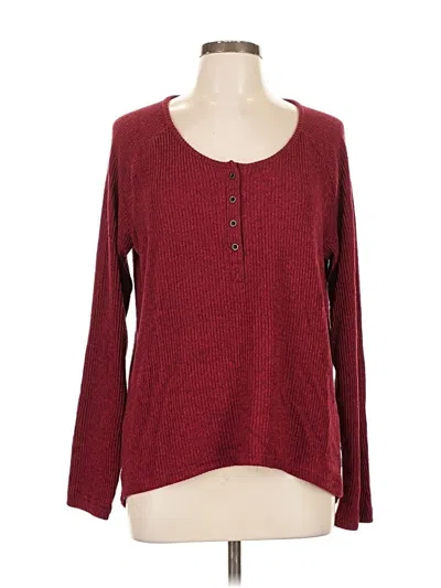 Pre-owned Universal Thread Long Sleeve Top Burgundy Scoop Neck Tops