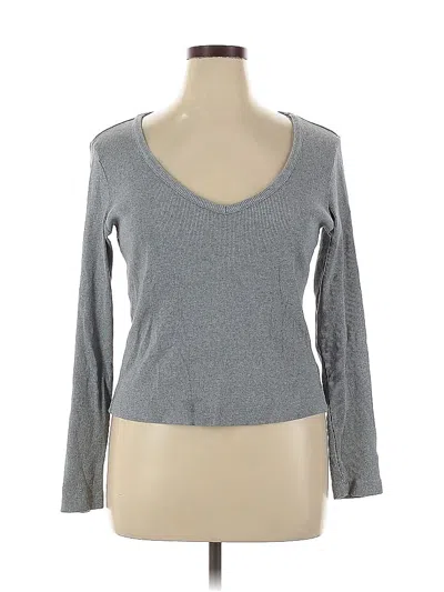 Pre-owned Universal Thread Long Sleeve Top Gray Scoop Neck Tops