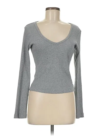 Pre-owned Universal Thread Long Sleeve Top Gray Sweetheart Neckline Tops