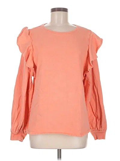 Pre-owned Universal Thread Long Sleeve Top Orange Ruffles Neckline Tops