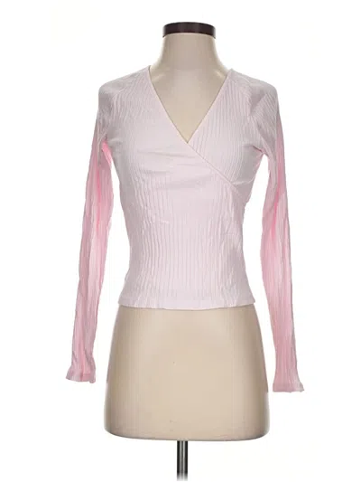 Pre-owned Universal Thread Long Sleeve Top Pink Plunge Neckline Tops