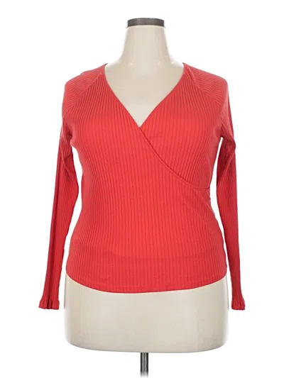 Pre-owned Universal Thread Long Sleeve Top Red V Neck Tops