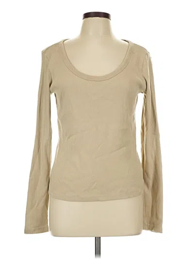 Pre-owned Universal Thread Long Sleeve Top Tan Scoop Neck Tops
