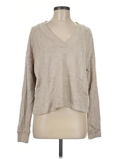 Pre-owned Universal Thread Long Sleeve Top Tan V-neck Tops