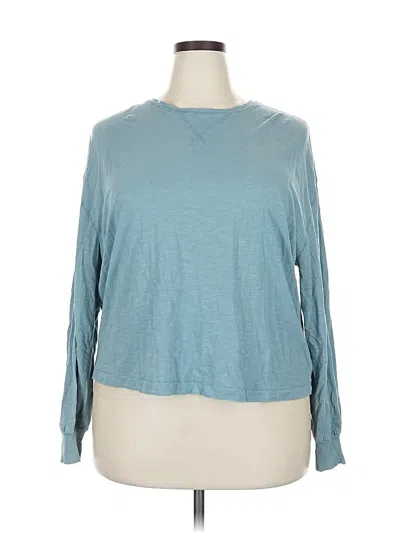 Pre-owned Universal Thread Long Sleeve Top Teal Crew Neck Tops In Blue