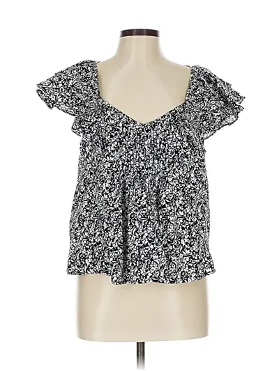 Pre-owned Universal Thread Short Sleeve Blouse In Black