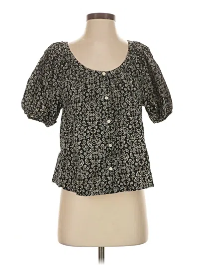Pre-owned Universal Thread Short Sleeve Blouse In Black