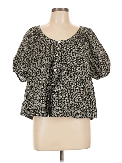 Pre-owned Universal Thread Short Sleeve Blouse In Black