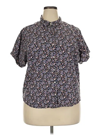 Pre-owned Universal Thread Short Sleeve Blouse In Black