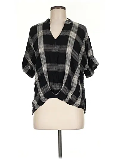 Pre-owned Universal Thread Short Sleeve Blouse In Black