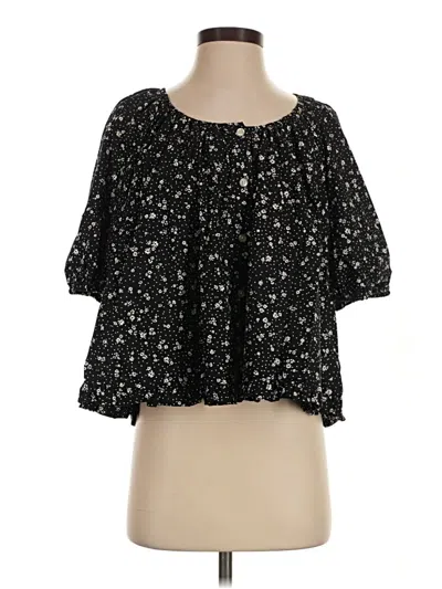 Pre-owned Universal Thread Short Sleeve Blouse In Black