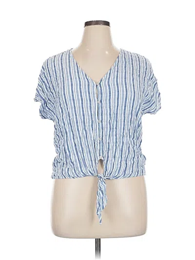 Pre-owned Universal Thread Short Sleeve Blouse In Blue