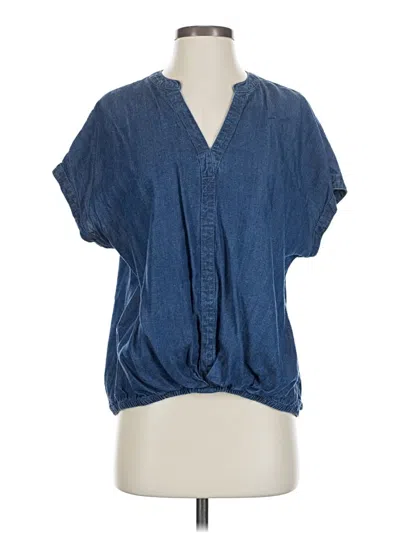 Pre-owned Universal Thread Short Sleeve Blouse In Blue