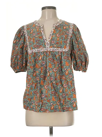 Pre-owned Universal Thread Short Sleeve Blouse In Blue