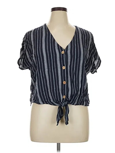 Pre-owned Universal Thread Short Sleeve Blouse In Blue