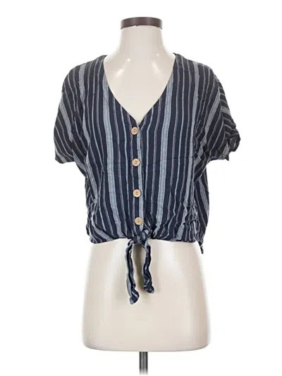Pre-owned Universal Thread Short Sleeve Blouse In Blue