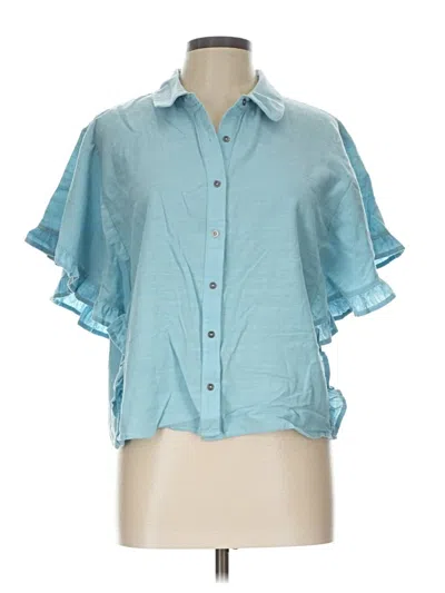 Pre-owned Universal Thread Short Sleeve Blouse In Blue