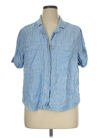 Pre-owned Universal Thread Short Sleeve Blouse In Blue