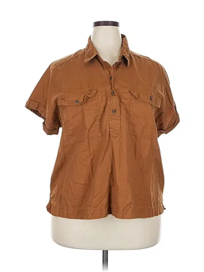 Pre-owned Universal Thread Short Sleeve Blouse In Brown
