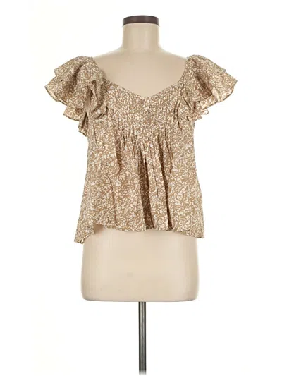 Universal Thread Short Sleeve Blouse In Brown