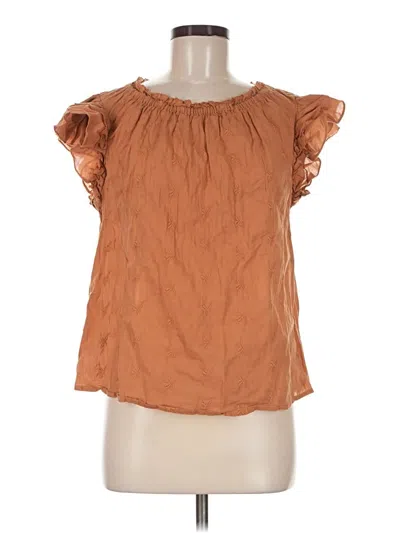 Pre-owned Universal Thread Short Sleeve Blouse In Brown