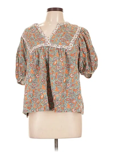 Pre-owned Universal Thread Short Sleeve Blouse In Brown