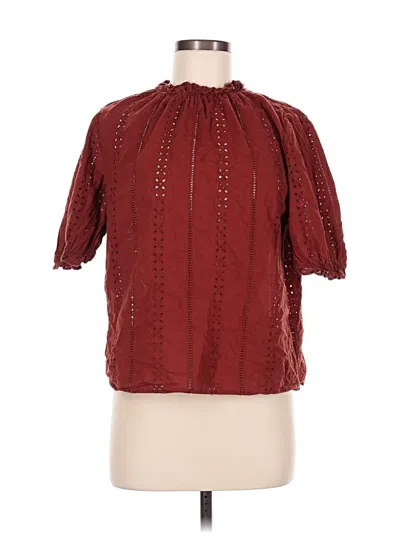 Pre-owned Universal Thread Short Sleeve Blouse In Burgundy