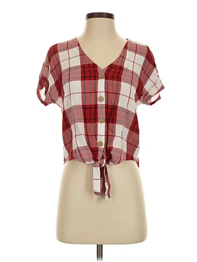 Pre-owned Universal Thread Short Sleeve Blouse In Burgundy