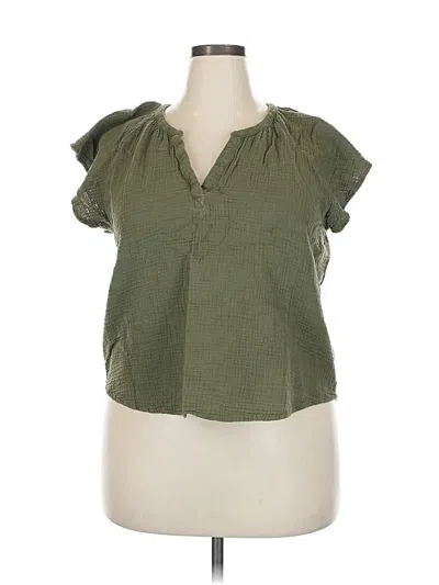 Pre-owned Universal Thread Short Sleeve Blouse In Green