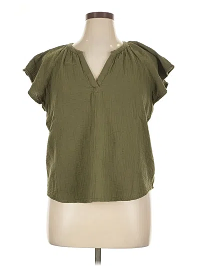 Pre-owned Universal Thread Short Sleeve Blouse In Green