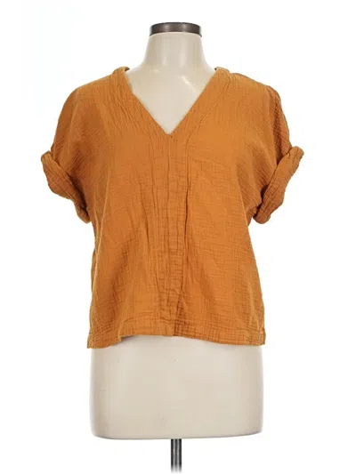 Pre-owned Universal Thread Short Sleeve Blouse In Orange