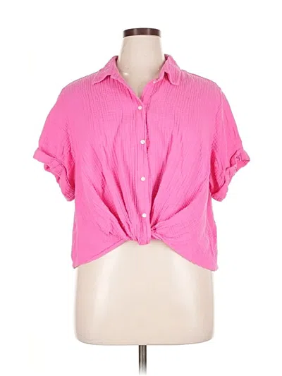 Pre-owned Universal Thread Short Sleeve Blouse In Pink