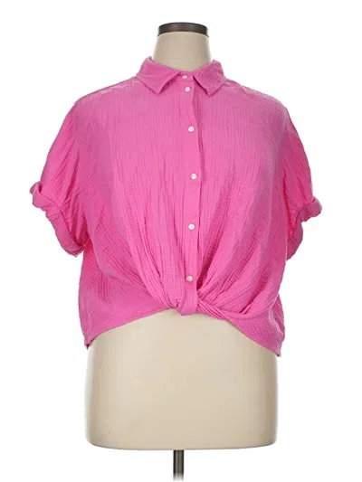 Pre-owned Universal Thread Short Sleeve Blouse In Pink