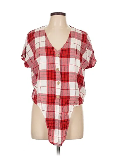 Pre-owned Universal Thread Short Sleeve Blouse In Red