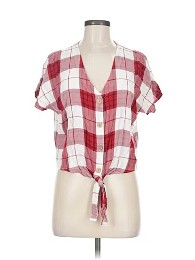 Pre-owned Universal Thread Short Sleeve Blouse In Red