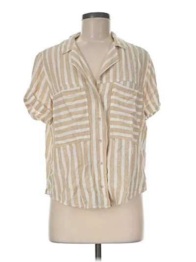 Pre-owned Universal Thread Short Sleeve Blouse In Tan