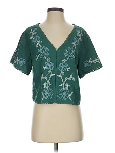 Pre-owned Universal Thread Short Sleeve Blouse In Teal