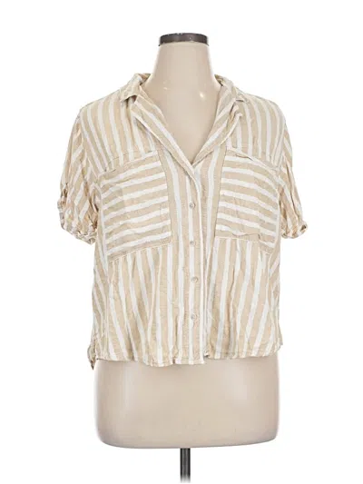 Pre-owned Universal Thread Short Sleeve Blouse In White