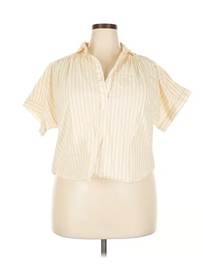 Pre-owned Universal Thread Short Sleeve Blouse In White