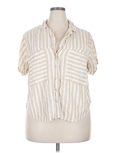 Pre-owned Universal Thread Short Sleeve Blouse In White