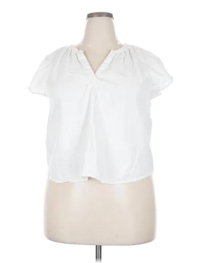 Pre-owned Universal Thread Short Sleeve Blouse In White