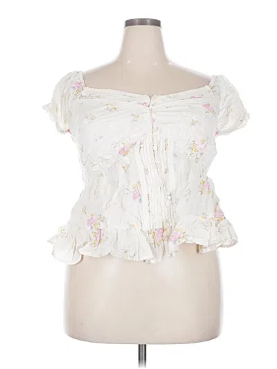 Pre-owned Universal Thread Short Sleeve Blouse In White
